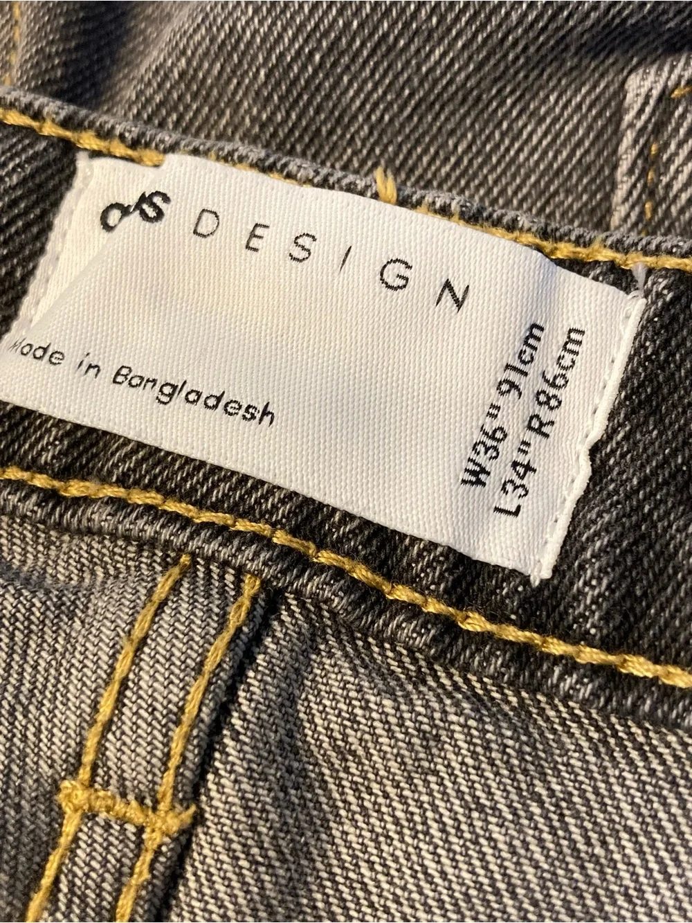 ASOS Wide Leg Jeans 36 x 34 baggy relaxed charcoal gray